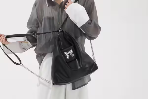 蝴蝶結皮革變形包×斜背包