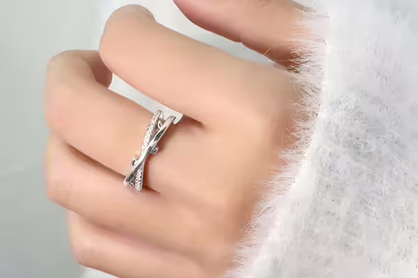 晶鑽橄欖枝×開口戒指