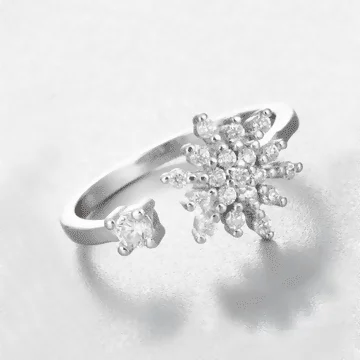 925銀飾&times;雪花閃鑽&times;開口戒指