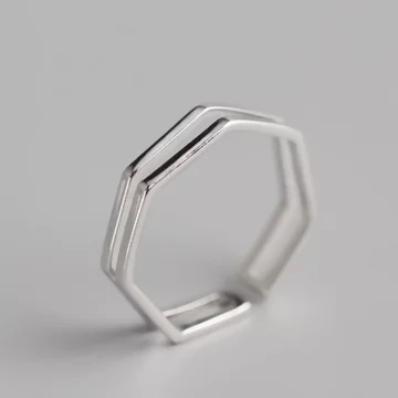 925銀飾&times;幾何七邊形&times;開口戒指