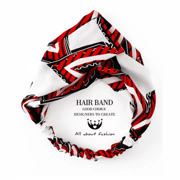 絢麗花漾×交叉彈性髮帶×石榴紅