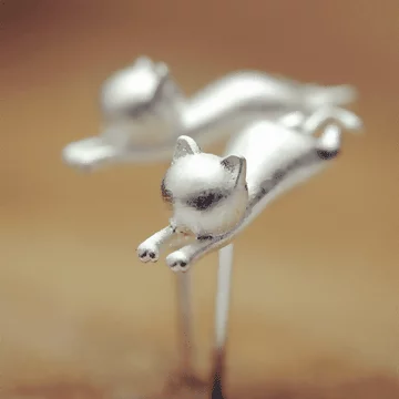 925銀針&times;貓咪飛撲&times;耳針