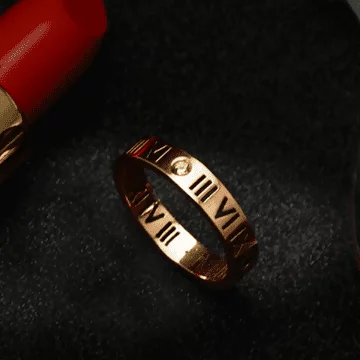 鋼飾×單鑽羅馬數字×戒指×玫瑰金