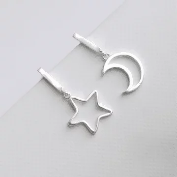 925銀針&times;星星和月亮&times;不對稱耳針