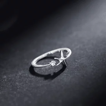 925銀飾×海星晶鑽×開口戒指