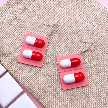 木頭膠囊&times;吊墜耳勾