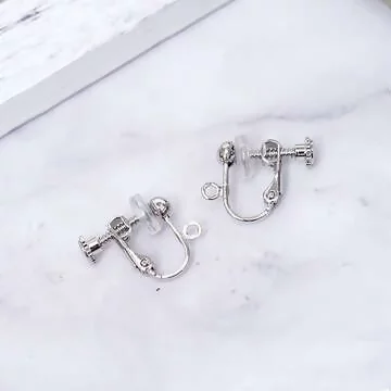 波頭活動小圓孔&times;螺旋耳夾二套件&times;白金色