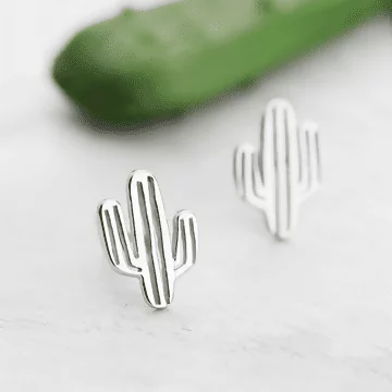 925銀針&times;鏤空仙人掌&times;耳針