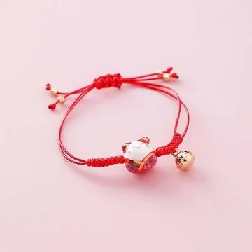 幸福御守貓&times;拉繩手鍊&times;紅