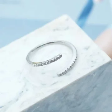 925銀飾&times;雙線晶鑽&times;開口戒指