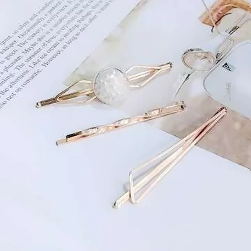 透明球珍珠幾何×三套件髮夾組