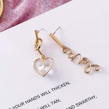LOVE水晶愛心×吊墜耳環