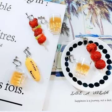 吃烤肉串配啤酒&times;不對稱螺旋耳夾&times;共三款