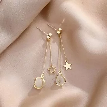 星星琉璃貓眼石×不對稱吊墜耳環