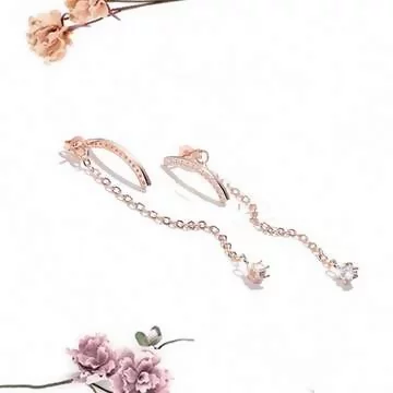 弧線流蘇垂鑽&times;後掛式吊墜耳環