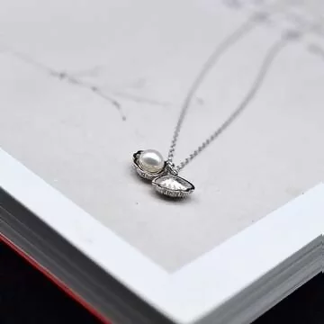 925銀飾&times;貝殼裡的珍珠&times;鎖骨項鍊