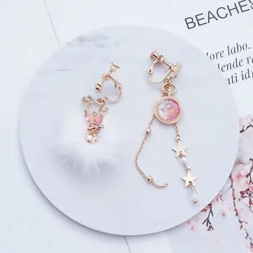 沙星兔漸層毛球×不對稱螺耳夾