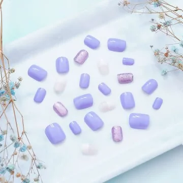 法式芋紫璀燦亮面&times;穿戴式手指甲片&times;二十四入