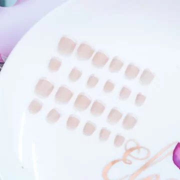 兒童×法式透粉亮面×穿戴式手指甲片×二十四入