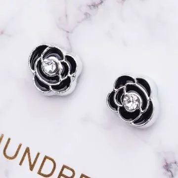 黑晶玫瑰花×磁吸耳夾/裝飾小物