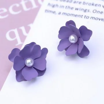 珍珠蕊紫花&times;吊墜耳環