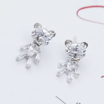 925銀針&times;冰花小熊&times;吊墜耳環