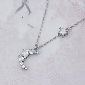 925銀飾×滿鑽星月×鎖骨項鍊