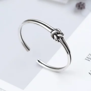 925銀飾&times;雙線四方結&times;開口手環