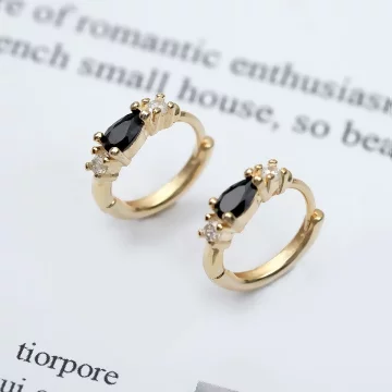 黑水滴鋯石&times;耳扣