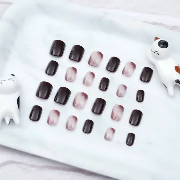 迷霧棕煙深咖亮面×穿戴式手指甲片×二十四入