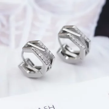 925銀針&times;不規則六角晶鑽&times;耳扣