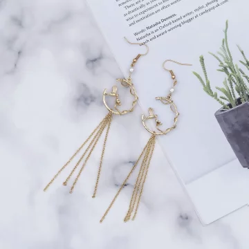 藤繞樹枝小鳥兒&times;吊墜耳勾