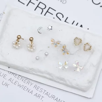 小巧蝴蝶星月愛心 ×六套件耳環組