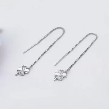 925銀針&times;晶鑽四葉草&times;耳線