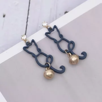 藍貓輪廓小鈴鐺&times;吊墜耳環