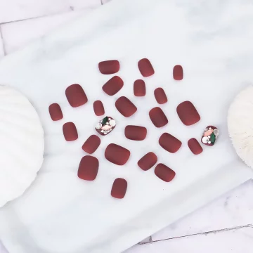 焦糖紅晶鑽寶石霧面×穿戴式手指甲片×二十四入