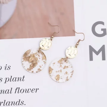 金箔壓克力波面圓形&times;吊墜耳勾