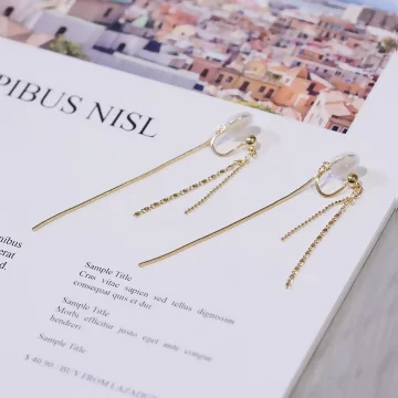 極簡圓珠垂鍊&times;蚊香盤U型耳夾