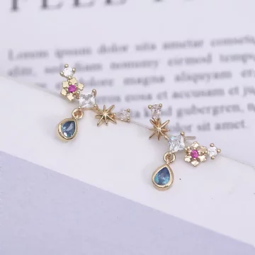 星芒閃耀藍水滴&times;吊墜耳環