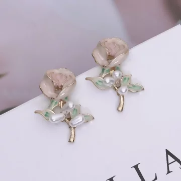 優雅玫瑰花&times;吊墜耳環