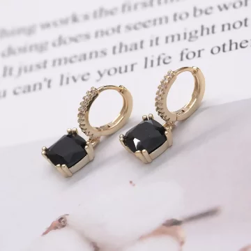 黑方鋯石小閃鑽&times;耳扣