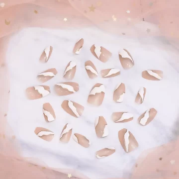 粉白大理石紋亮面&times;穿戴式手指甲片&times;二十四入