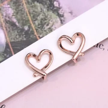 玫瑰金愛心×U型耳夾