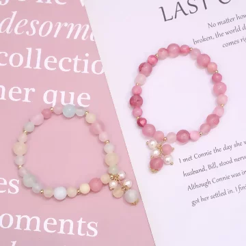 少女風垂墜珍珠流蘇×固定式串珠手鍊×共二色