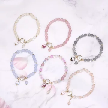 御守貓琉璃爆花晶&times;固定式串珠手鍊&times;共六色