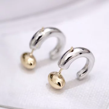 半圈開口橢圓&times;後掛式耳環