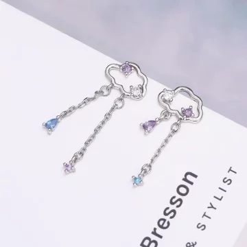 925銀針×雲朵下雨了×吊墜耳環