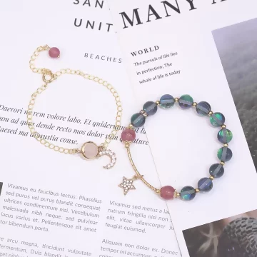 星月灰石粉晶&times;二套件串珠手鍊組