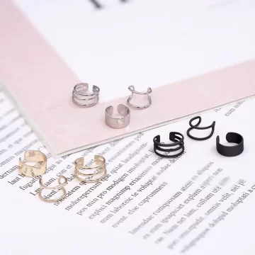 金屬輕奢鏤空&times;三件單邊U型耳骨夾&times;共三色