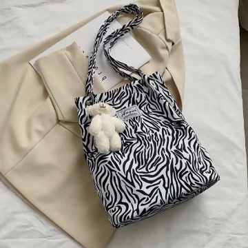 斑馬紋印花×肩背袋(無附吊飾)